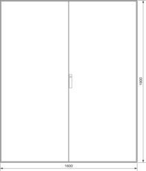 Product Drawing Armoires juxtaposables, IP54, avec avec porte pleine, classe de protection II, profondeur 400 mm, hauteur 1900 mm Plastique + metal