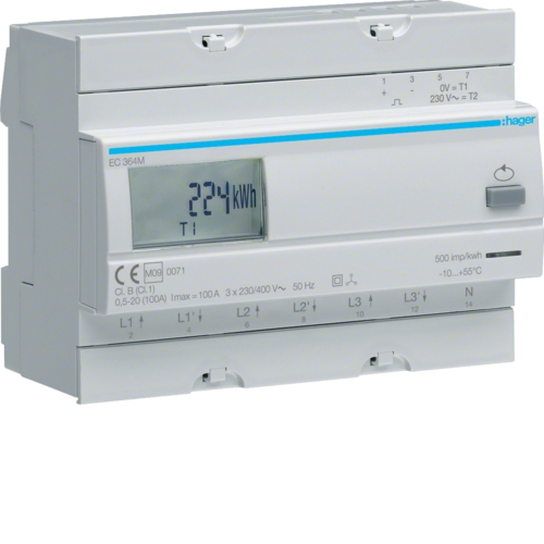 EC364M Compteur divisionnaire triphasé direct 100A - homologation MID