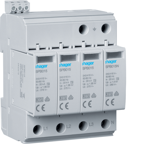 SPB415 Parafoudre T2 4P 40kA TT/TNS avec voyant fin de vie + contact signalisation